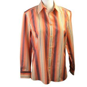 Eterna Excellent Cotton Striped Women's Top Blouse Button Front EUR Size 42 US L